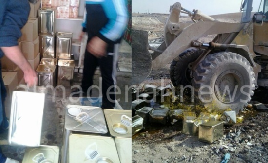 بالصور ... إتلاف 5250 كيلو زيت زيتون مغشوش في الرمثا
