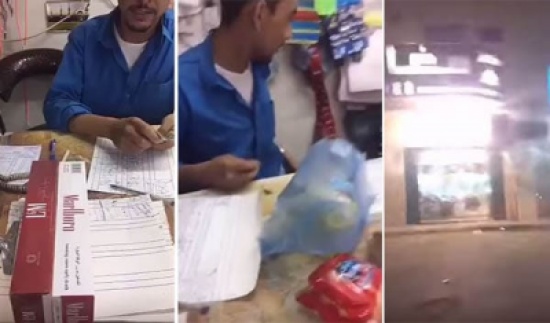 شاهد: شاب يوثق لحظة قيامه بالسرقة من بقالة وهروبه بنجاح