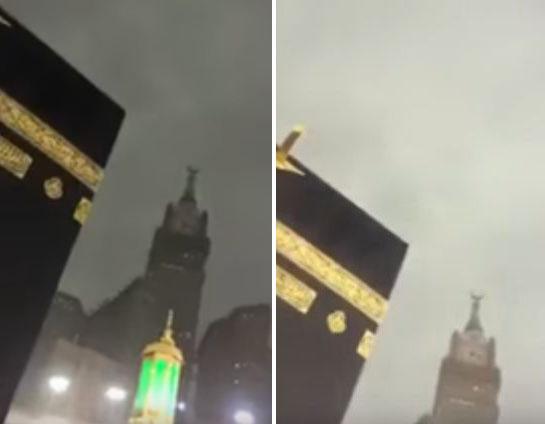 بالفيديو: أمطار مصحوبة بعواصف رعدية على الكعبة المشرفة