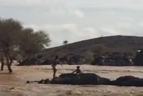 شاهد..  شهامة مقيم سوداني تنقذ صبياً من السيول