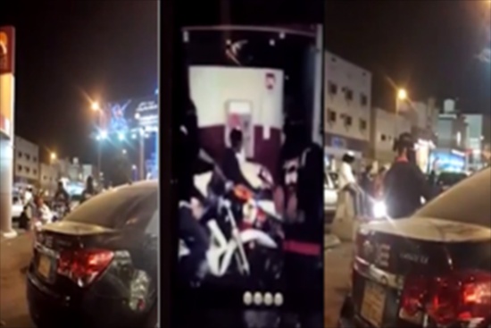 شاهد.. شُبان يرتدون البرقع على دبابات نارية ويضايقون النساء