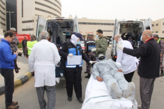 تمرين لحادث وهمي في مستشفى الزرقاء تمرين لحادث وهمي في مستشفى الزرقاء
