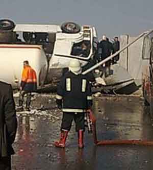 إصابة إثر تدهور صهريج محمل بمادة الغاز المسال 