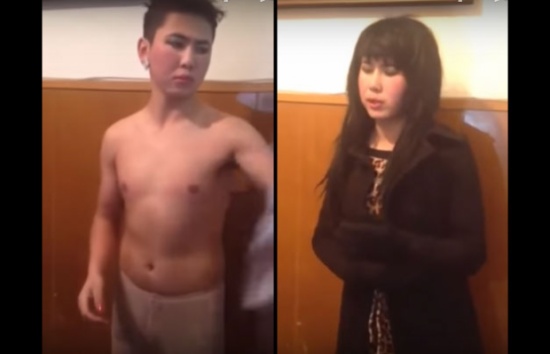 بالفيديو  : القبض على رجل متنكر بزي امرأة