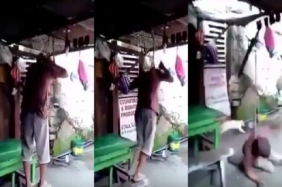 شاهد.. رجل حاول الانتحار شنقاً بسقف الغرفة