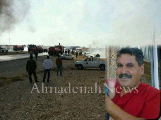 بالصور : تفحم خمسيني بعد اشتعال شاحنته على الطريق الصحرواي بالصور : تفحم خمسيني بعد اشتعال شاحنته على الطريق الصحرواي