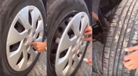 شاهد: ماذا عثر شاب سعودي في عجلة سيارته بعد ان خلع الجنط والكفر شاهد: ماذا عثر شاب سعودي في عجلة سيارته بعد ان خلع الجنط والكفر