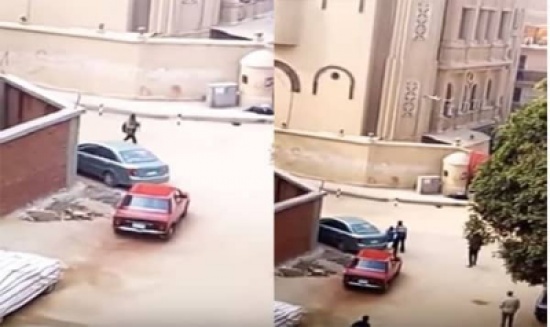 شاهد: لحظة تبادل إطلاق النار بين الشرطة المصرية وإرهابيين أمام كنيسة حلوان