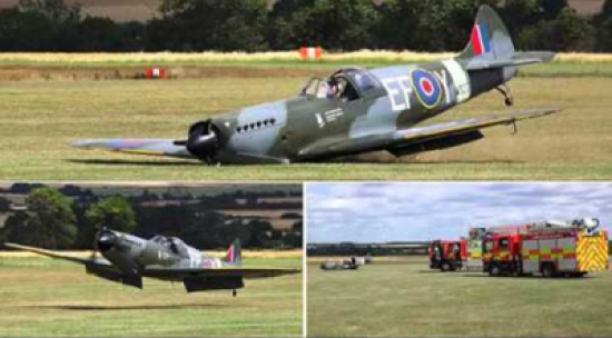 شاهد..  مقاتلة بريطانية تهبط اضطرارياً دون عجلات