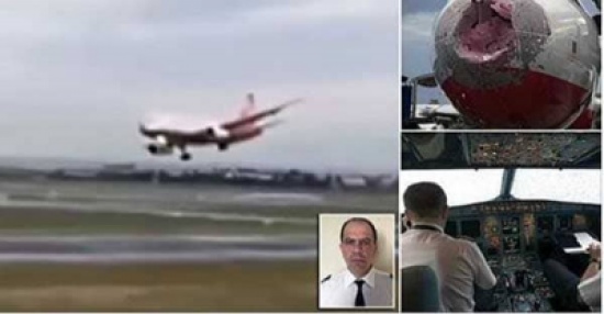 بالفيديو: طيار ينجح في إنقاذ طائرة ركاب بعد ارتطامها بصخور ثلجيّة