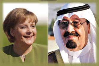 العاهل السعودي وميركل يناقشان السلام المتعثر في الشرق الأوسط 