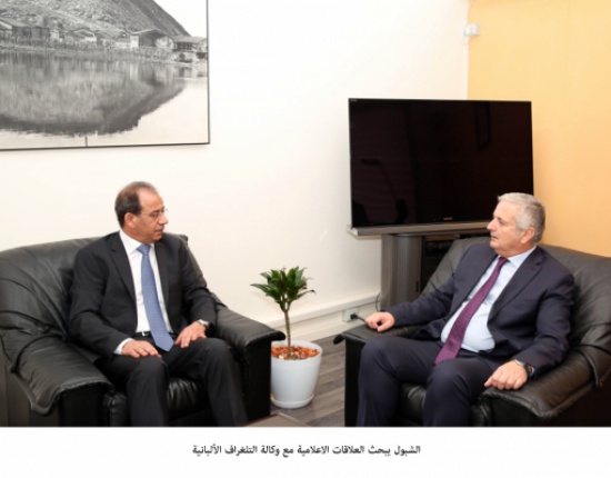 الشبول يبحث العلاقات الاعلامية مع وكالة التلغراف الألبانية