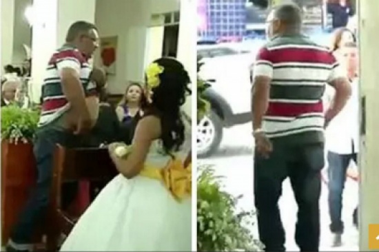 شاهد.. رجل يتسلل خلف عروسين داخل كنيسة ويطلق النار على أحد المدعوين