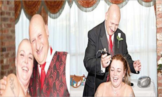 يحلق شعر عروسه بالكامل في يوم الزفاف!! يحلق شعر عروسه بالكامل في يوم الزفاف!!