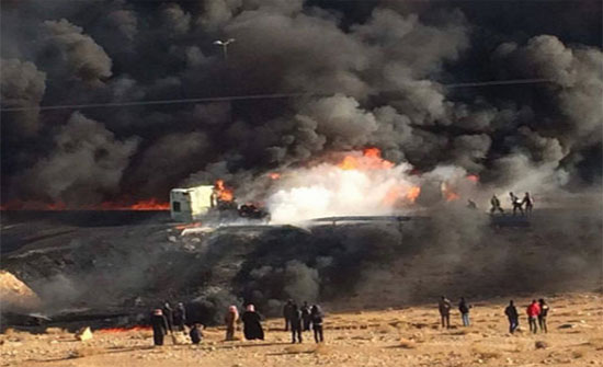 تدهور صهريج نفط واشتعاله في الجيزة