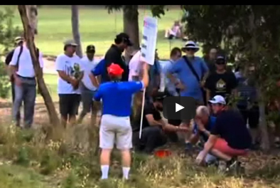 بالفيديو: لاعب غولف يحطم أنف رجل مباشرة على الهواء