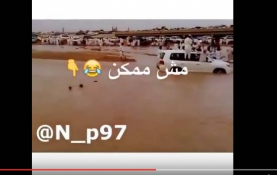فيديو : يسبح في الفيضانات