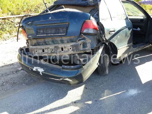 بالصور : اصابة شخص جراء تدهور مركبته على طريق جرش المفرق