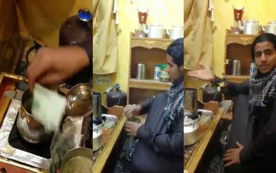 شاب يرمي النقود داخل دلة قهوة بدلاً من الهيل