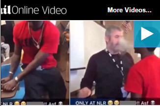 شاهد| طالب يهين معلمه..وينفخ السجائر فى وجه