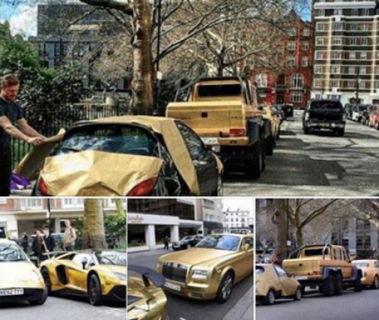 صور: هكذا سخر بريطاني من الثري السعودي صاحب السيارات الذهبية