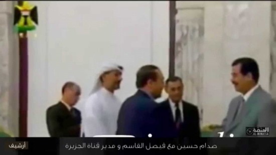 لقاء نادر بالأحضان بين فيصل القاسم وصدام حسين! “فيديو” لقاء نادر بالأحضان بين فيصل القاسم وصدام حسين! “فيديو”