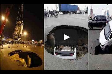 شاهد لحظة سقوط سيارة في حفرة!