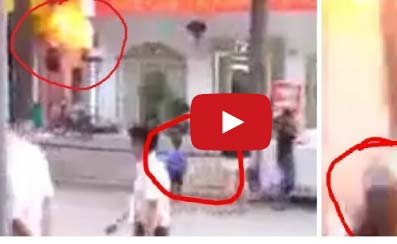 "فضوليون" وقفوا لمشاهدة "حريق مطعم" فانفجر في وجوههم