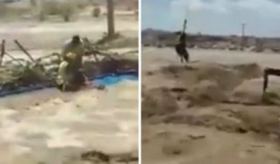 فيديو: أحد أفراد الدفاع المدني يغامر بحياته وينقذ مقيماً