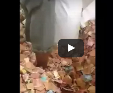 بالفيديو.. رجل يقف وسط غرفة ممتلئة بالنقود