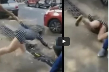 بالفيديو.. وصلة رقص لفتاة مع صديقها تنتهي بسقوطها في المجاري