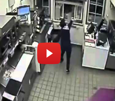 بالفيديو: عاملة في مطعم تتصدى للص باستخدام القهوة