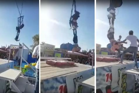 لحظه مرعبة.. بالفيديو: فتاة تتعلق من قدميها في الهواء بمدينة ملاهي لحظه مرعبة.. بالفيديو: فتاة تتعلق من قدميها في الهواء بمدينة ملاهي