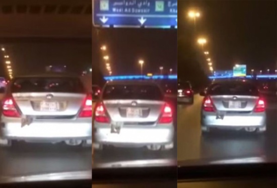 شاهد.. يخاطر بحياة ابنه و وضعه بشنطة السيارة