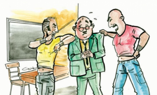 معلم يتعرض للضرب في بني كنانة