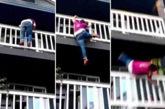 سقوط فتاة من منزلها