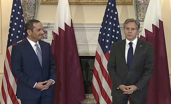 وزير الخارجية القطري يبحث مع نظيره الأمريكي التطورات في أفغانستان وعلاقات البلدين وزير الخارجية القطري يبحث مع نظيره الأمريكي التطورات في أفغانستان وعلاقات البلدين