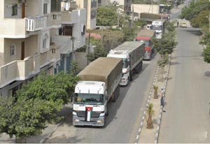 وصول قافلة تزويد المستشفى الميداني العسكري الاردني غزة13 الى قطاع غزة