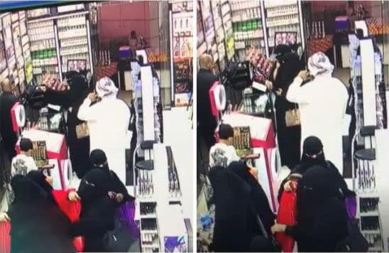 شاهد “منتقبة” تسرق محفظة سيدة داخل محل مستلزمات نسائية بثواني