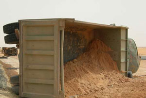 إصابة (3) أشخاص اثر حادث تدهور قلاب في عين الباشا 