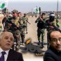 رئيس الوزراء العراقي الحالي حيدر العبادي والسابق نوري المالكي وعناصر من ميليشيات شيعية