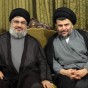 الامين العام لحزب الله حسن نصر الله  وزعيم التيار الصدري في العراق مقتدر الصدر - ارشيف