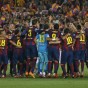 فرحة لاعبي برشلونة باللقب