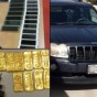 صورة سيارة الدبلوماسي الاردني التي ضبط بداخلها سبائك ذهبية وهواتف نقالة