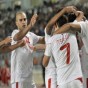 فرحة لاعبي تونس بهدف التقدم الذي سجله اسامة دراجي