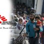 لاجئين في اوروبا وشعار منظمة أطباء بلا حدود