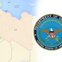 شعار وزارة الدفاع الأمريكية وخارطة ليبيا