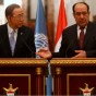 الأمين العام للأمم المتحدة، بان كي مون ورئيس الوزراء العراقي السابق نوري المالكي