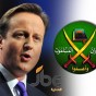 رئيس الوزراء البريطاني ديفيد كاميرون وشعار جماعة الاخوان