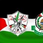 علم فلسطين وشعار فتح وحماس